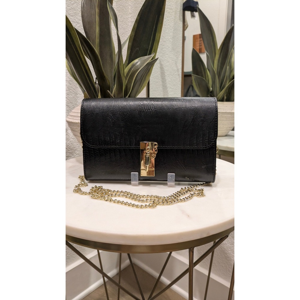 Viola Castellani Milano Leather Crossbody Bag Black Genuine Italian Leather